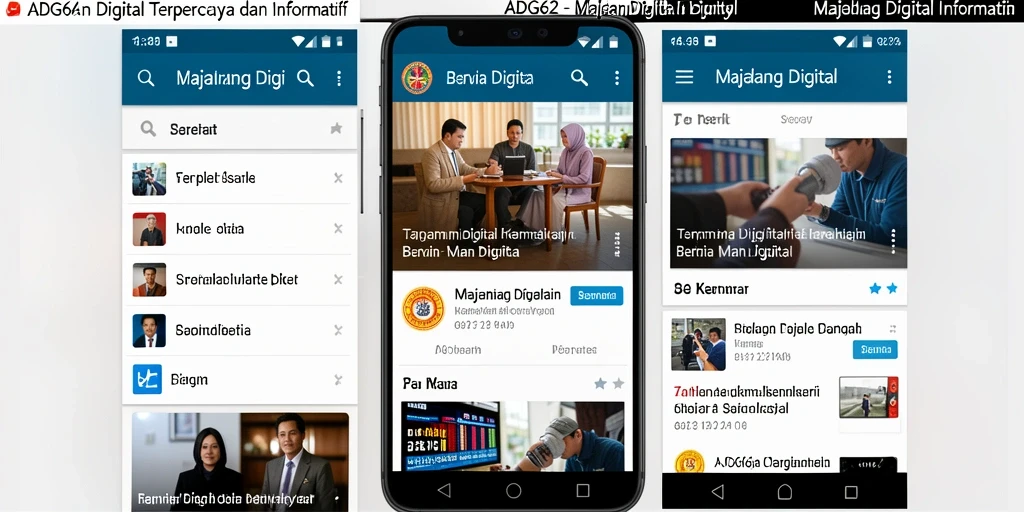 Antarmuka aplikasi Majalah Digital ADG62 yang menarik dan informatif.
