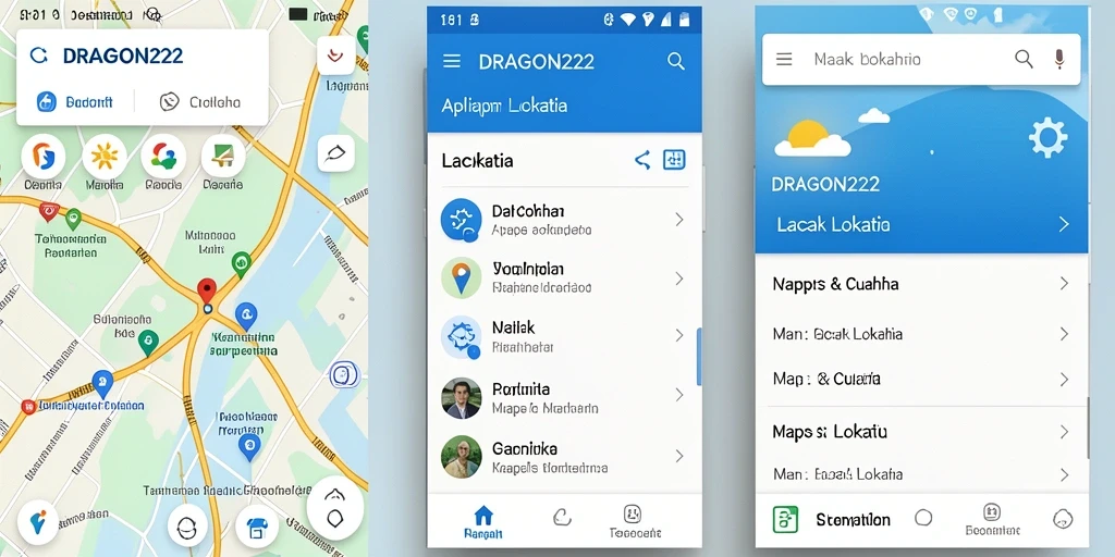 Tampilan antarmuka aplikasi DRAGON222 untuk lacak lokasi.