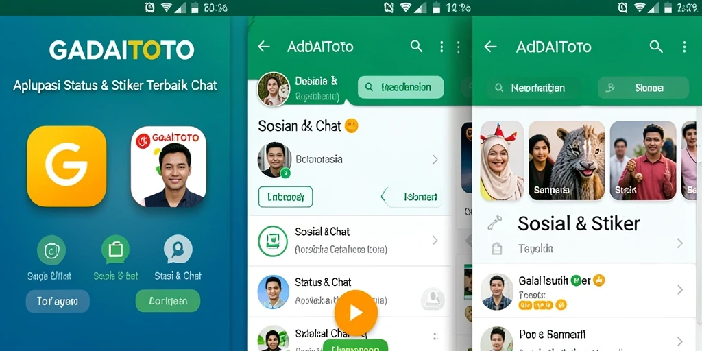 Antarmuka GADAITOTO yang menampilkan berbagai stiker lucu dan menarik.