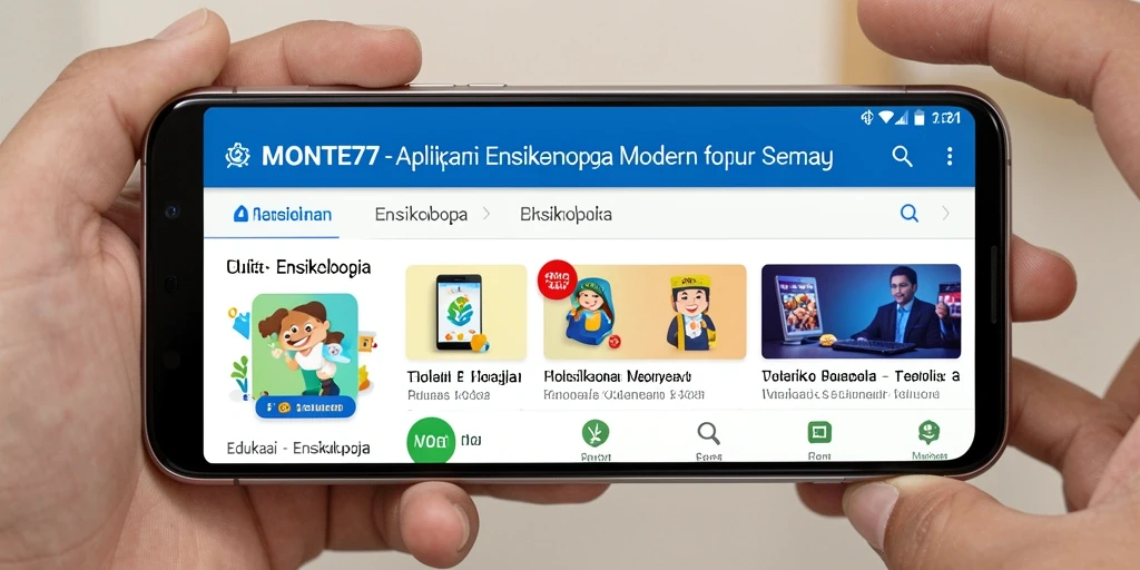 Antarmuka rapi aplikasi Ensiklopedia MONTE77 dengan akses cepat ke berbagai informasi.